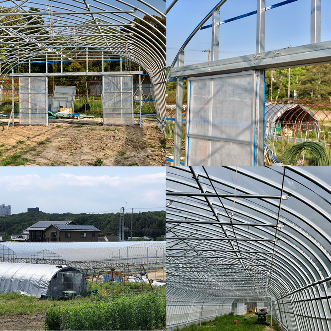 間口7m×長さ58mワイヤー誘引仕様ビニールハウスを受注し完工しました